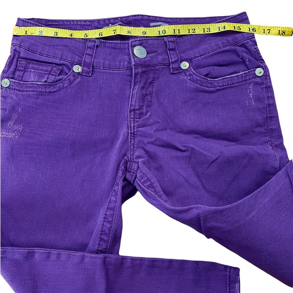 Seven7 Women's Purple Denim Distressed Cropped Stretch Capris Jeans 10 Petite - Picture 6 of 11